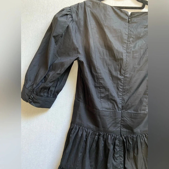 MICHAEL KORS Black Stretch Cotton Poplin Puff-Sleeve Dress Sz XXS - Picture 7 of 13